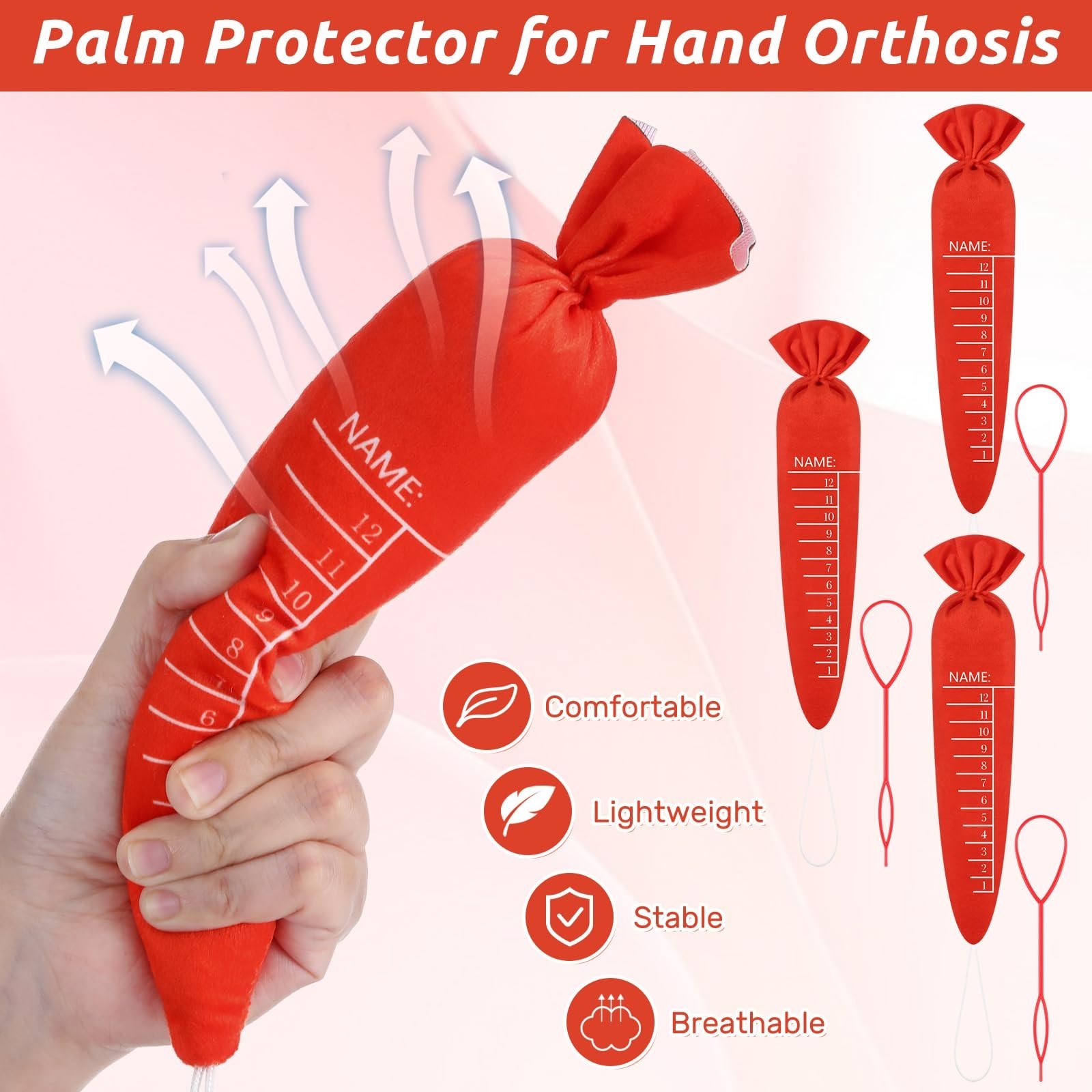 3 Pcs Palm Protector Kit – Carrot Shape Finger Orthosis for Parkinson’s & Dement