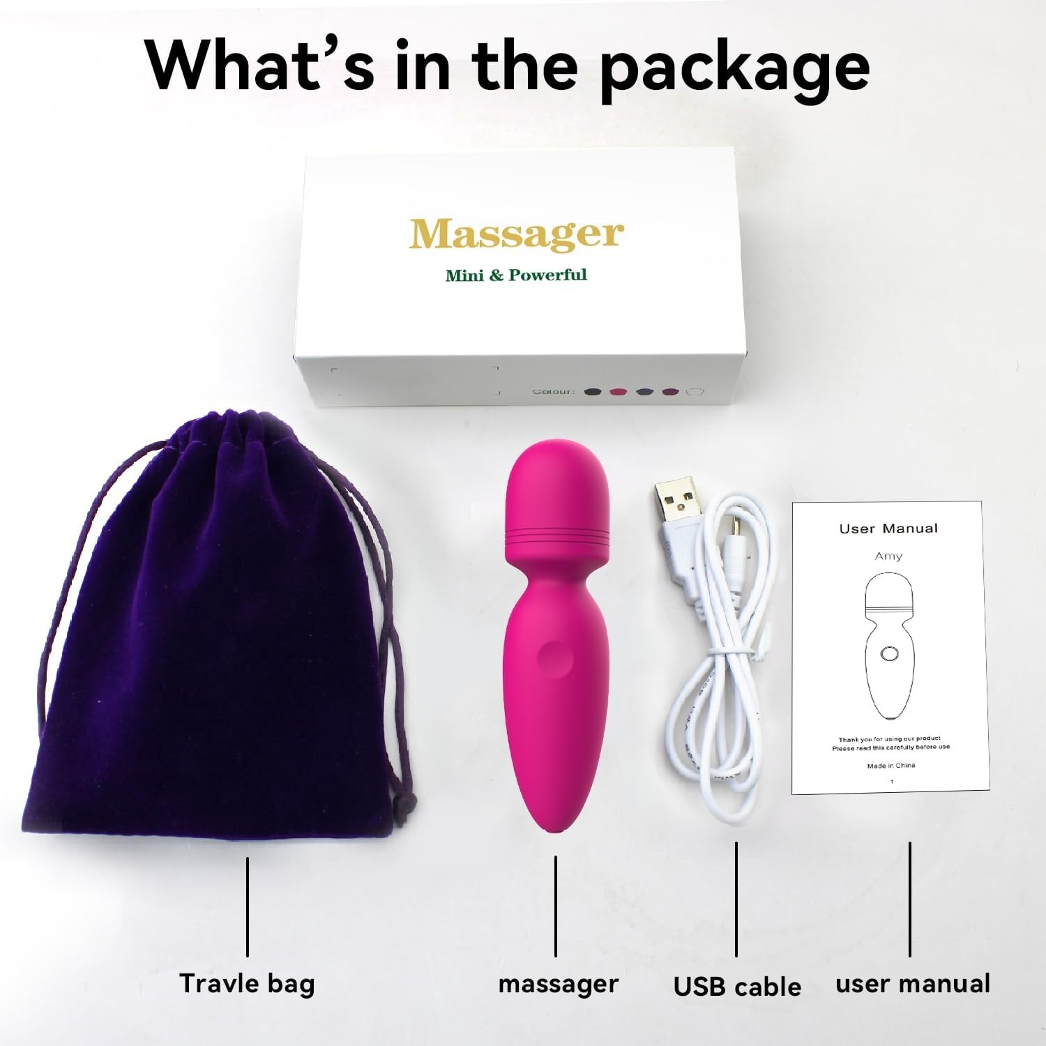 Mini Cordless Handheld Massager Silica Gel 10 Vibration Modes Portable Travel