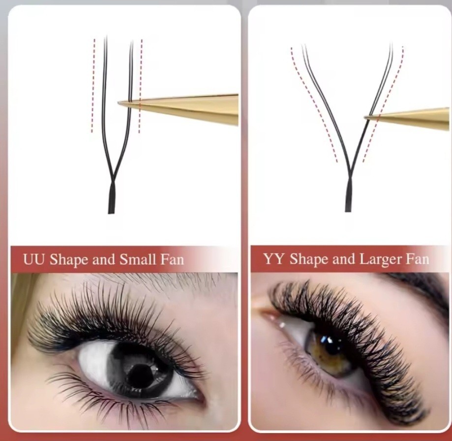 Black YY narrow Eyelash Extensions U shaped, D curl. USA based