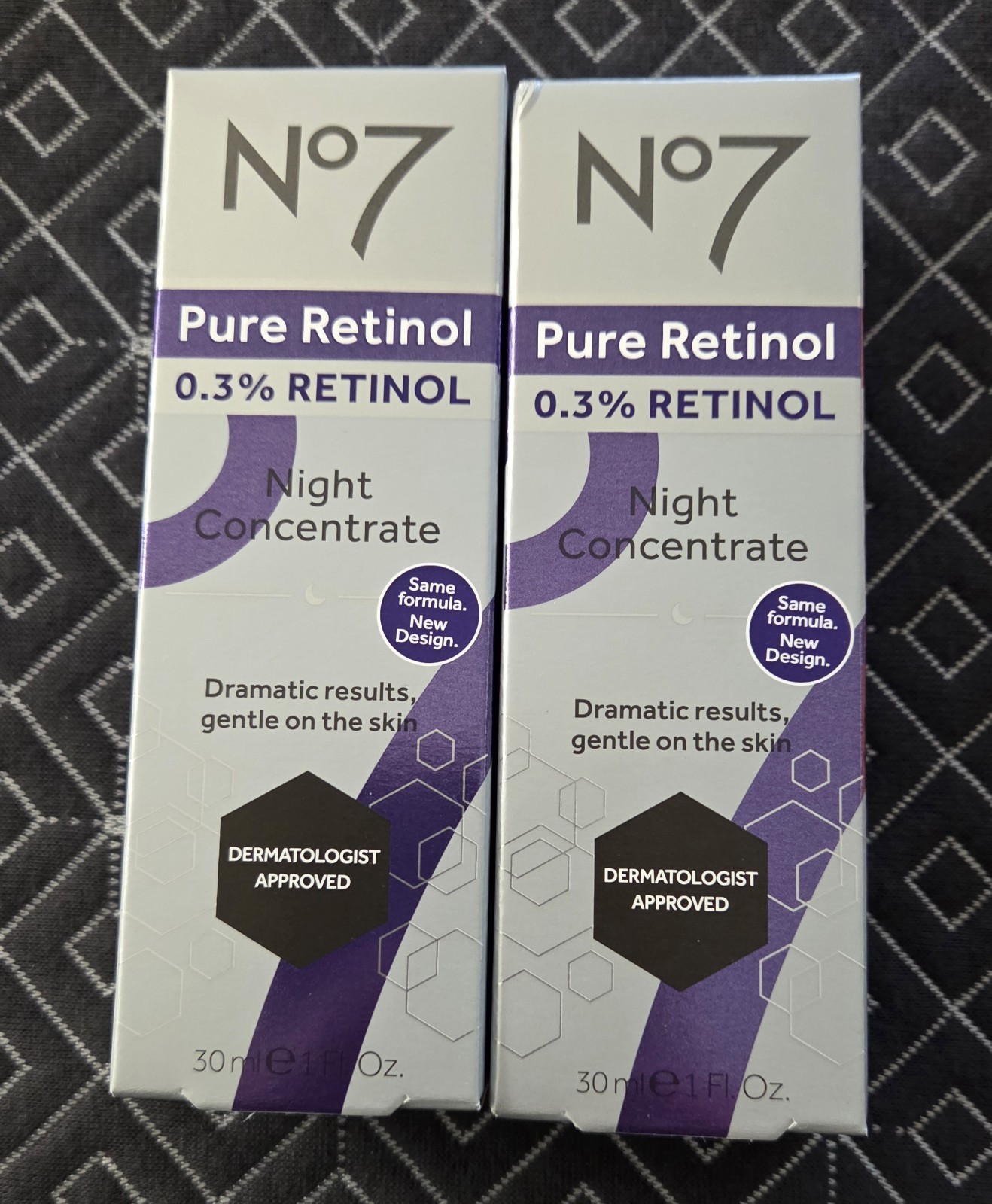 No7 Pure Retinol 0.3% Retinol Night Concentrate, 1.0 oz X lot of 4 Boxes