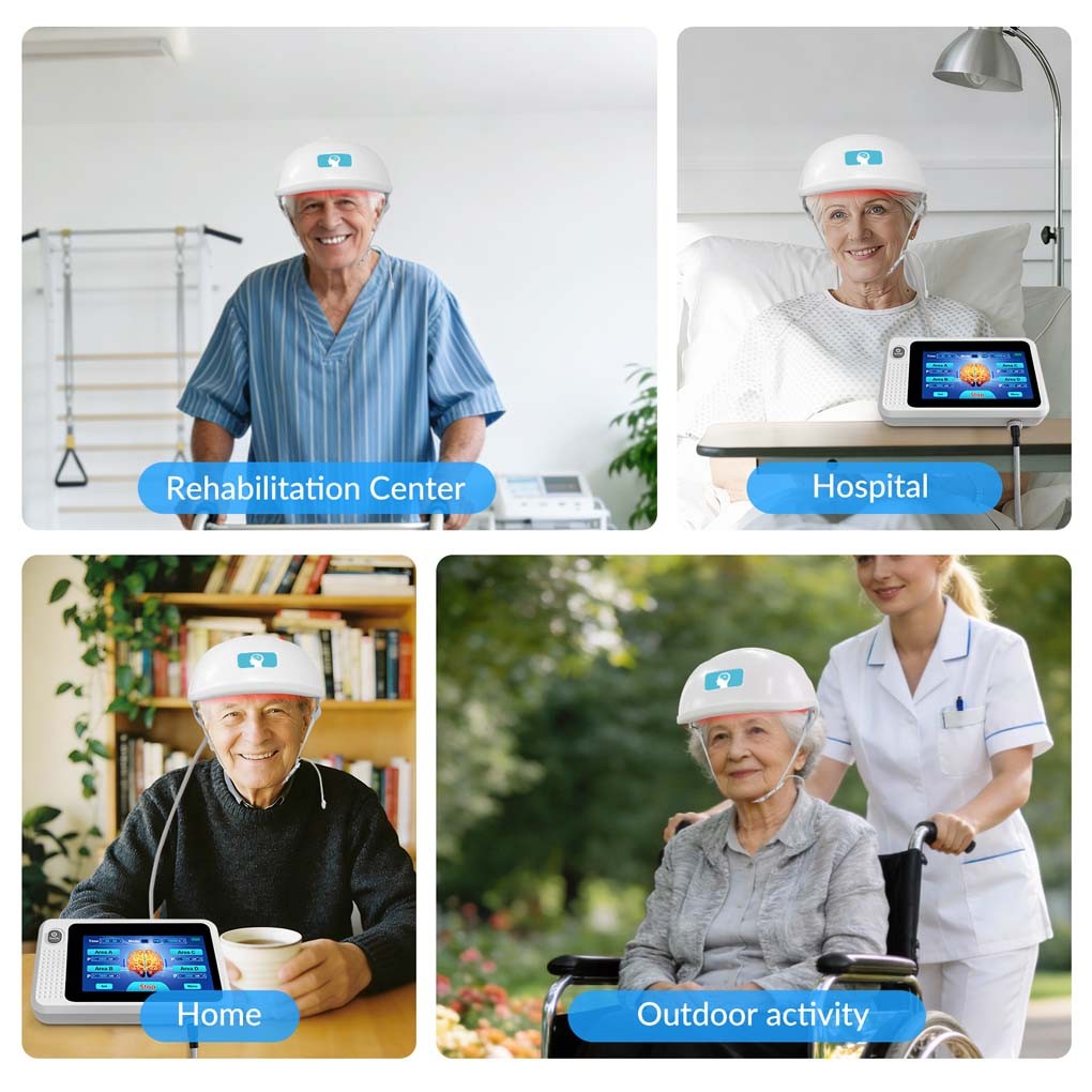 24W 448 Diodes 810nm Near Infrared Brain Helmet for Alzheimer Parkinson 4-Zones