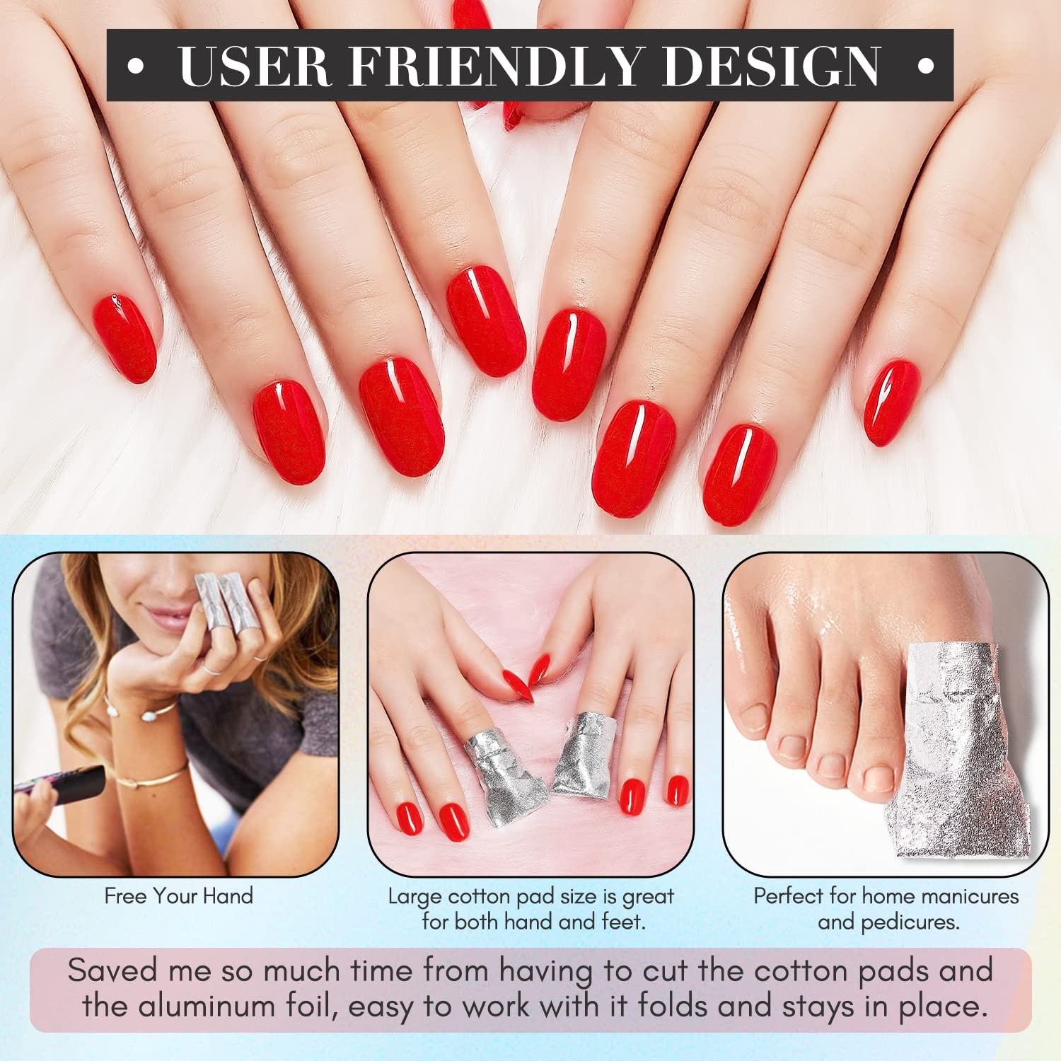 Makartt Gel Nail Remover Kit 200Pcs Foils with Cuticle Pusher & Cotton Pads