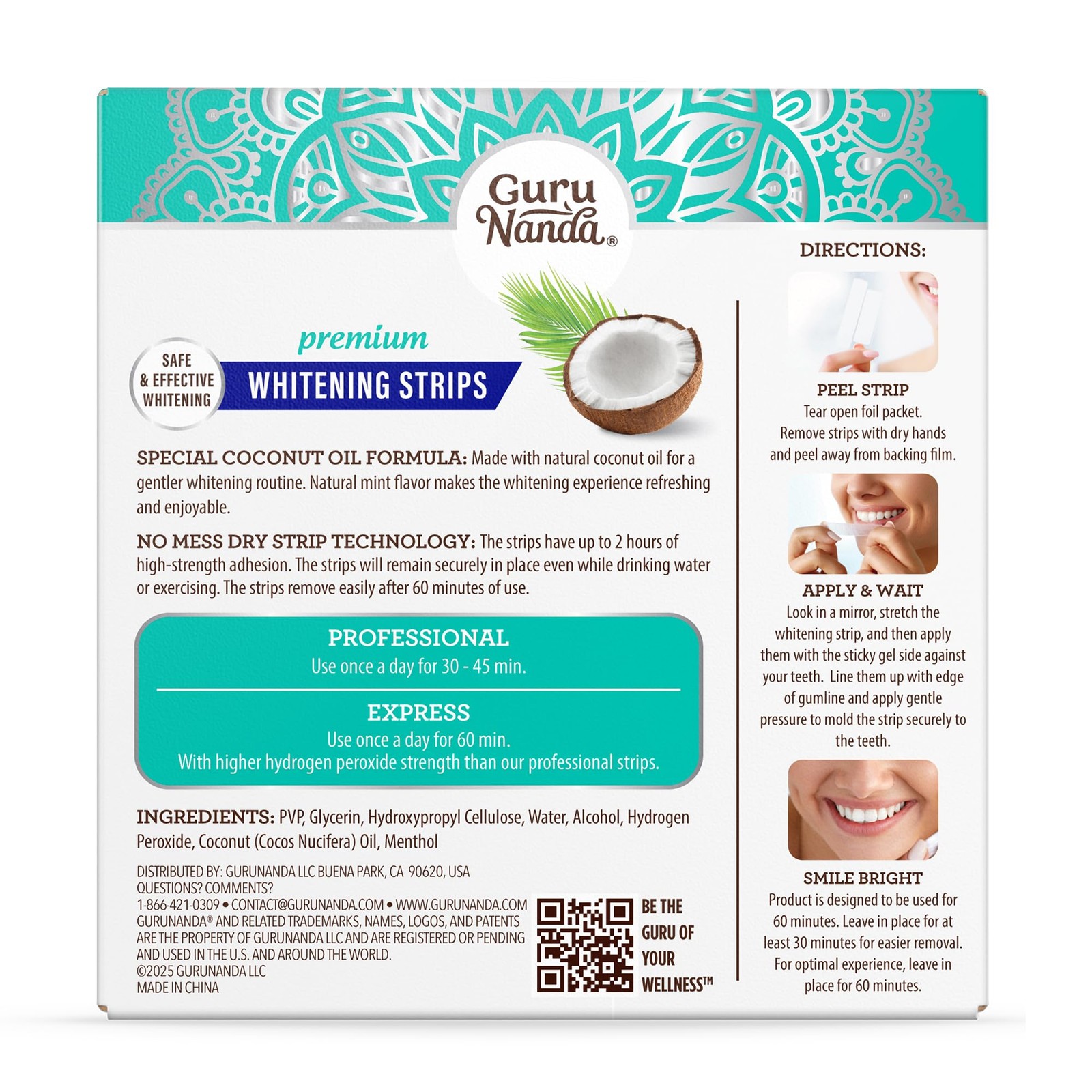 GuruNanda Teeth Whitening Strips – 7-Day Treatment with Non-Slip,