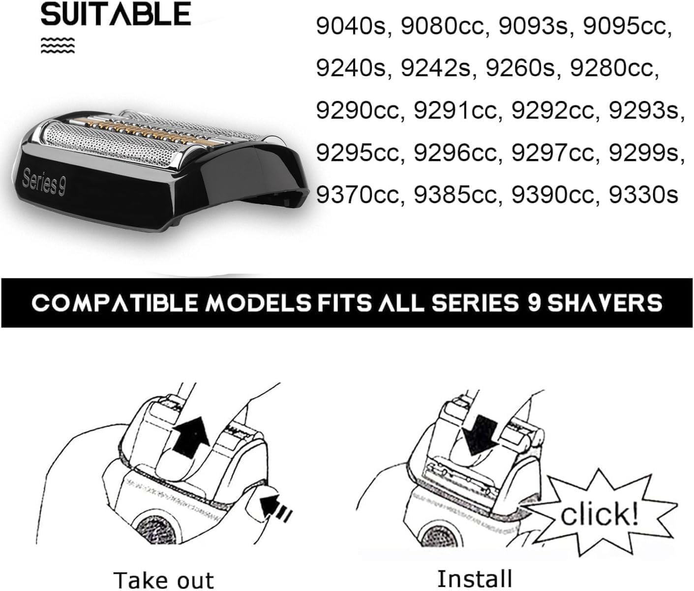 92B Replacement Head Series 9 Electric Shaver Replacement Head Compatible with B
