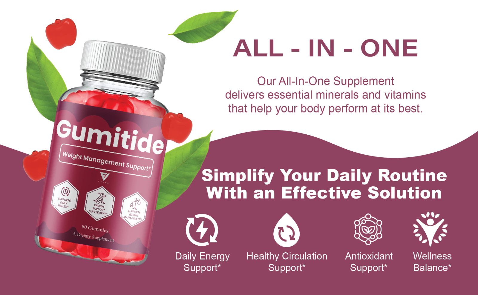 (3 Pack) Gumitide Weight Management Gummies, Gumitide Supplement (180 Gummies)
