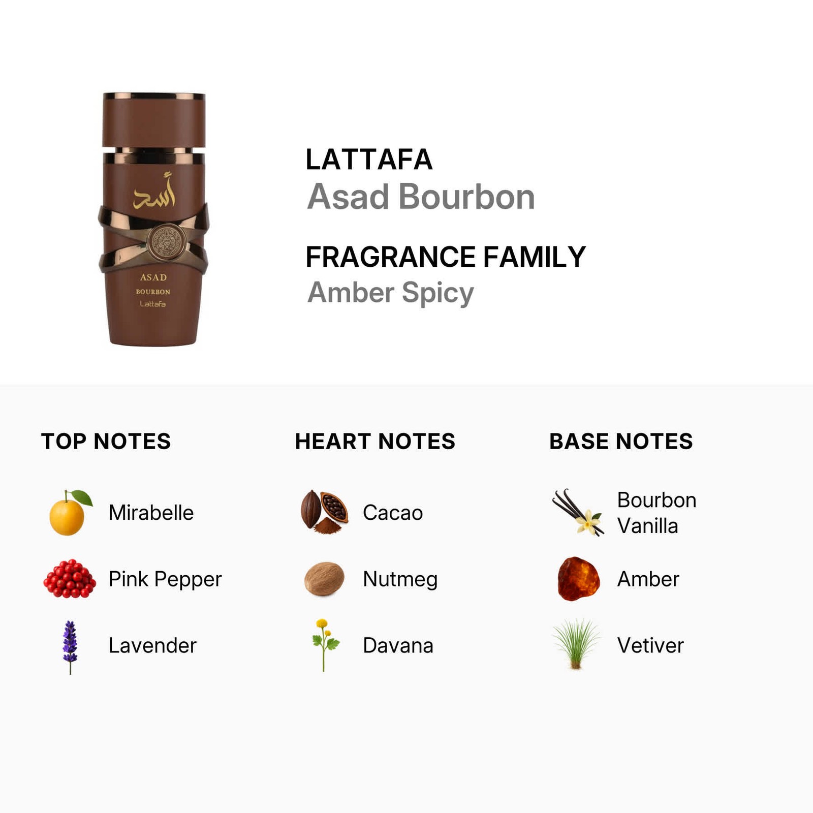 Lattafa Men’s Asad Bourbon EDP Spray 3.4 oz Fragrances 6290362340362