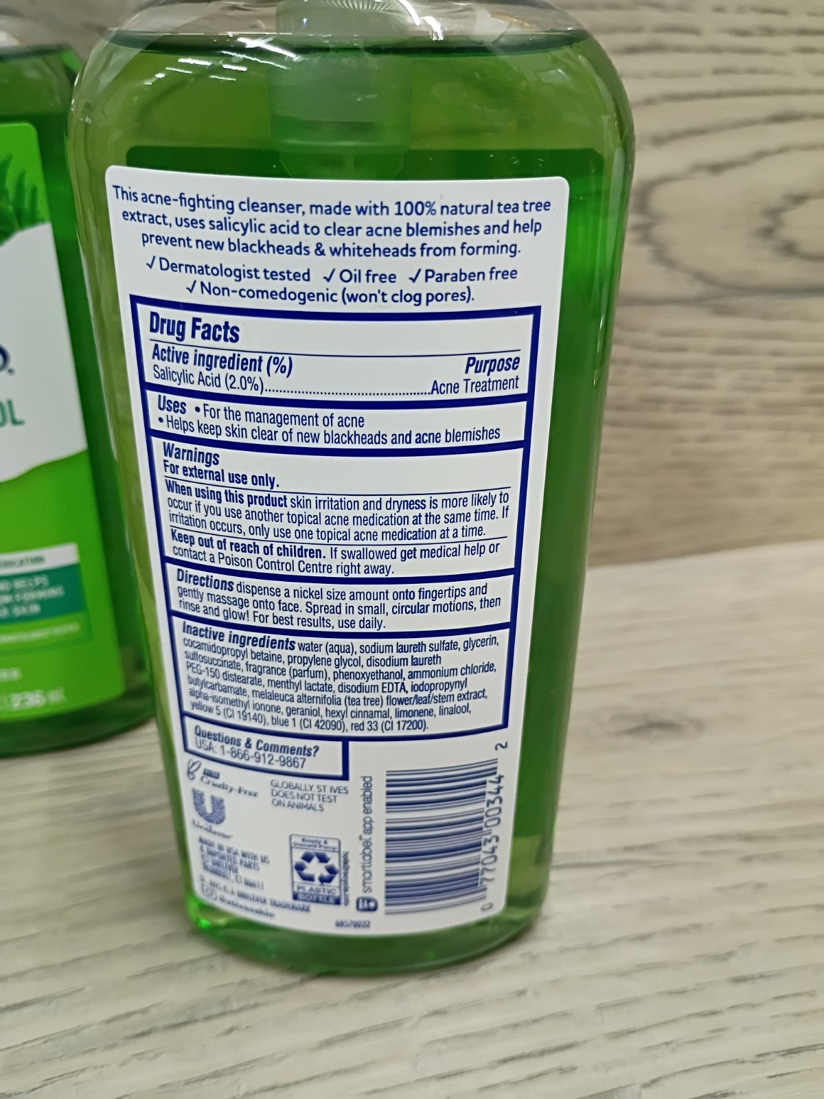 3 pack St. Ives Solutions Acne Control Cleanser Tea Tree 8 fl oz / 236 mL Each