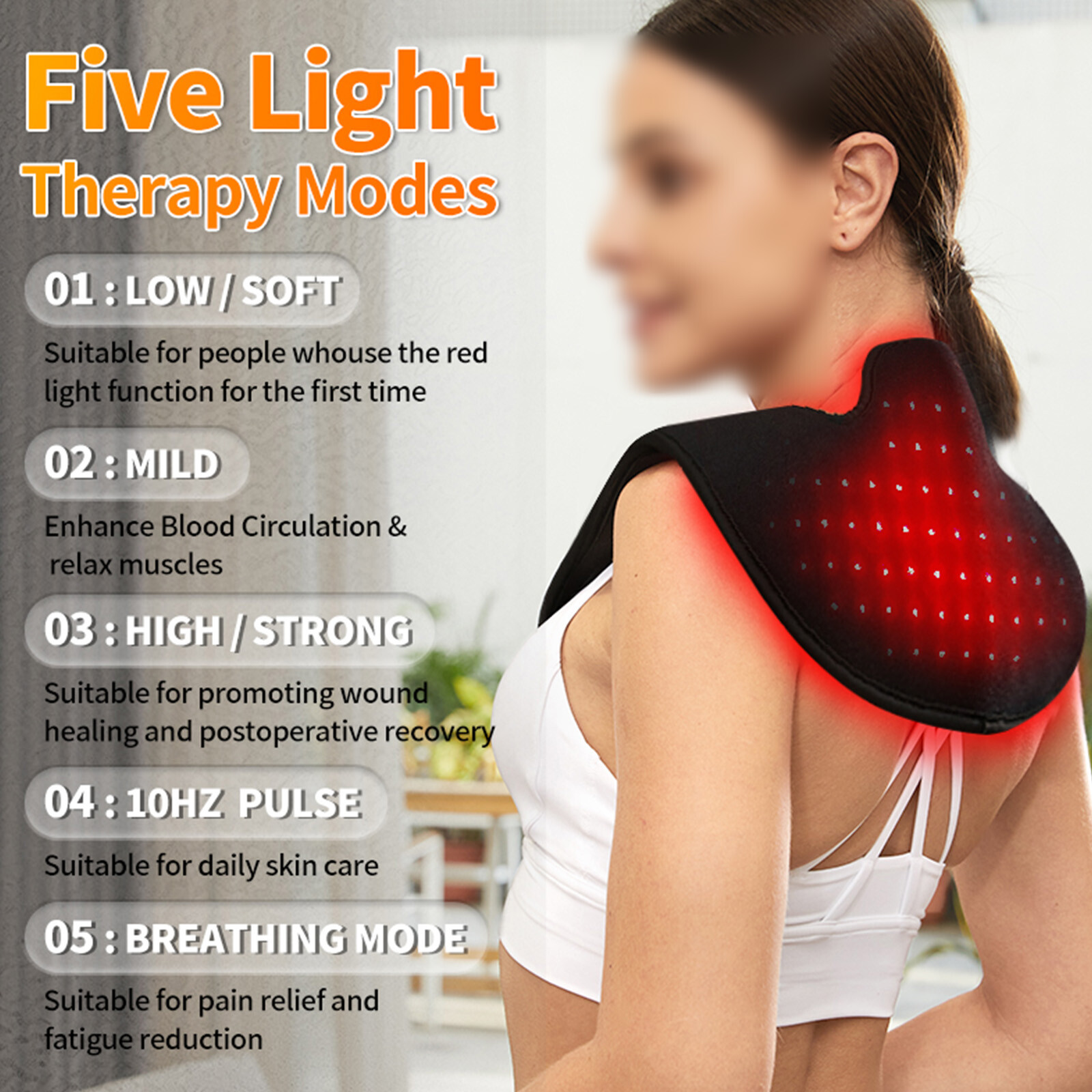 Red Light Therapy for Shoulder Neck 660&850nm Wearable Light Therapy Pad