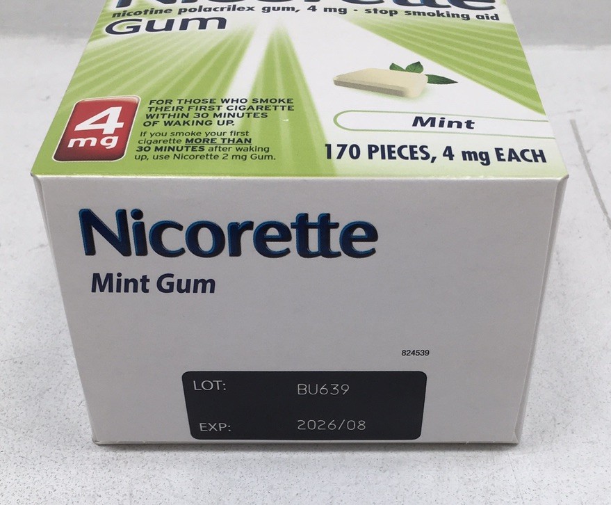 Nicorette Nicotine Gum Stop Quit Smoking 4 mg Mint Flavor 170 count EXP 08/26