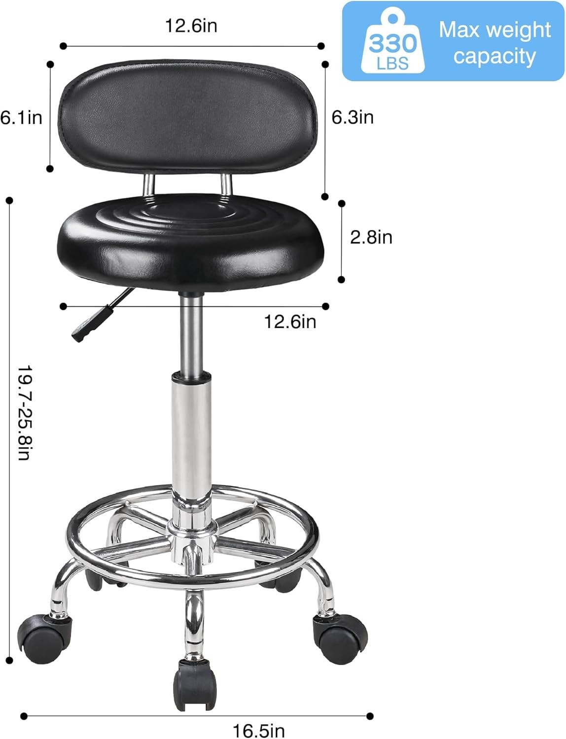 Luxury Spa Chair with Backrest – Hydraulic Height Adjustable, 300 lb Capacity