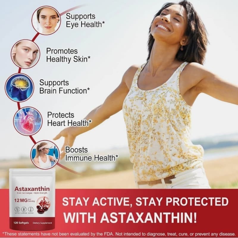 12mg 120 Softgels Astaxanthin Supplements, Premium Antioxidant Supplements