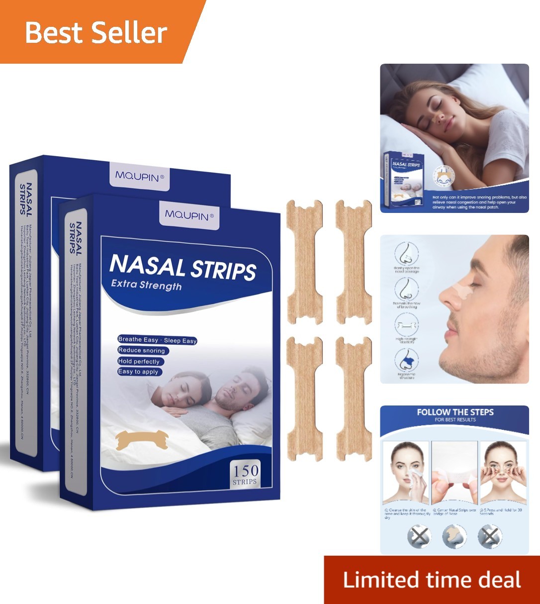 Portable 300 Count Nasal Strips – Effective Snoring Reduction & Breathability