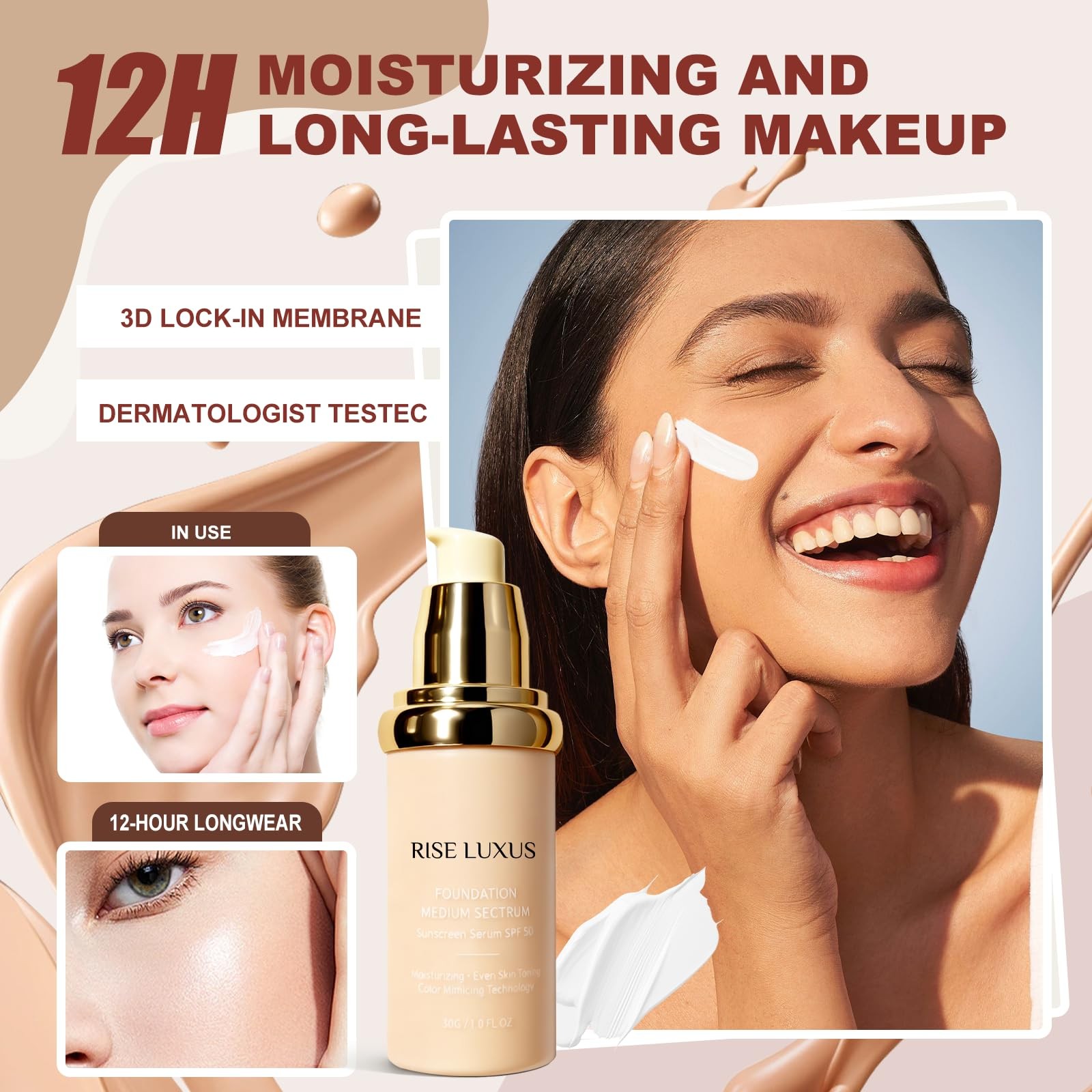 Rise Luxus Ultrablend 4 In 1 Foundation, 2025 New Upgrade Match Skin Color Ch…