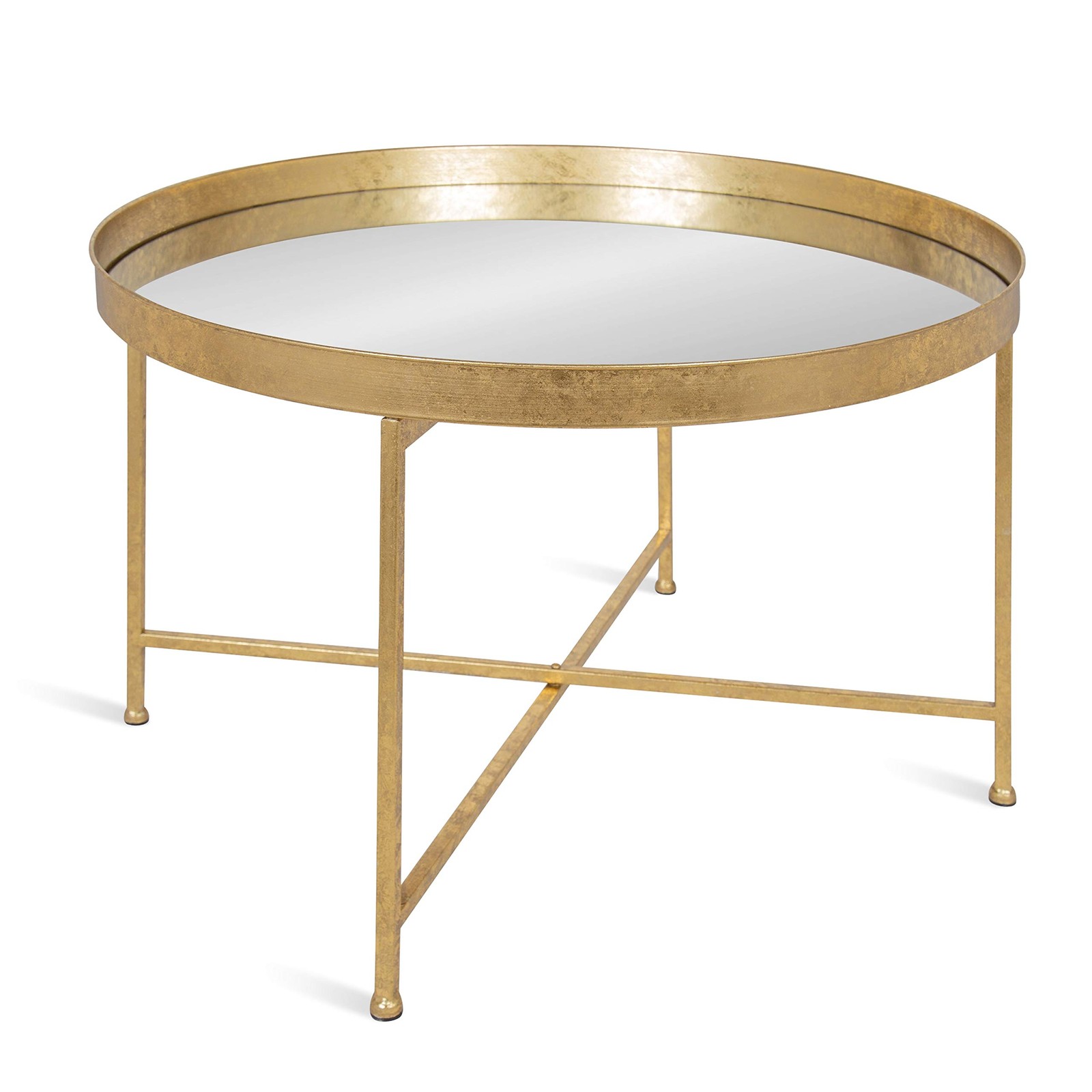 Kate And Laurel Celia Metal Foldable Round Accent Coffee Table 28.25 X 28.25 X