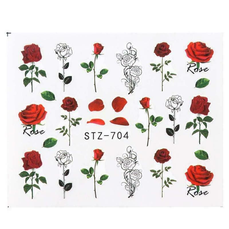 Nail Art Stickers Transfers Decals Love Roses Flowers Manicure (STZ704) NS5