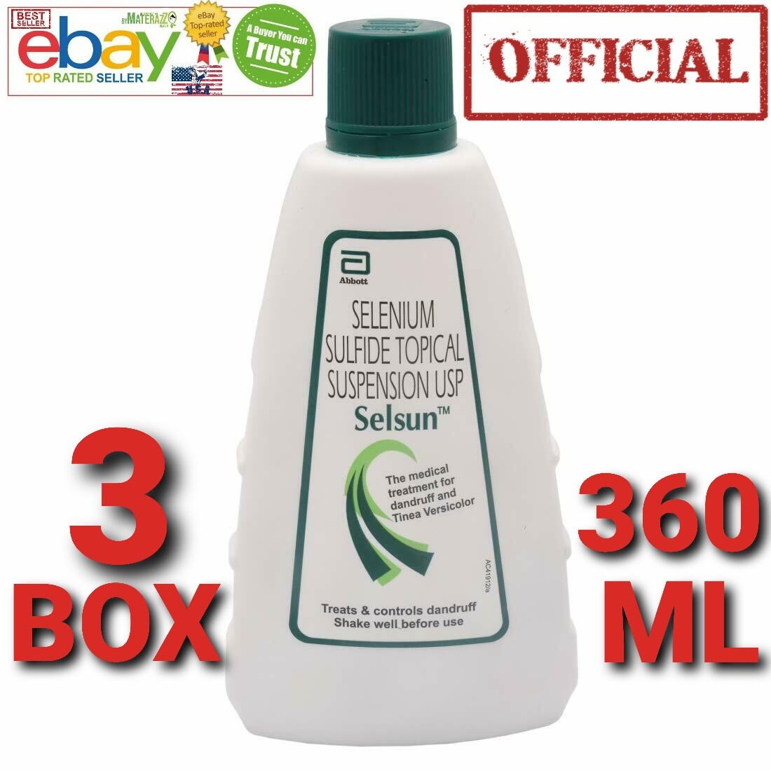Selsun Shampoo USA NEW Abbott 3 Box 360 ml Health Care Dandruff Fresh
