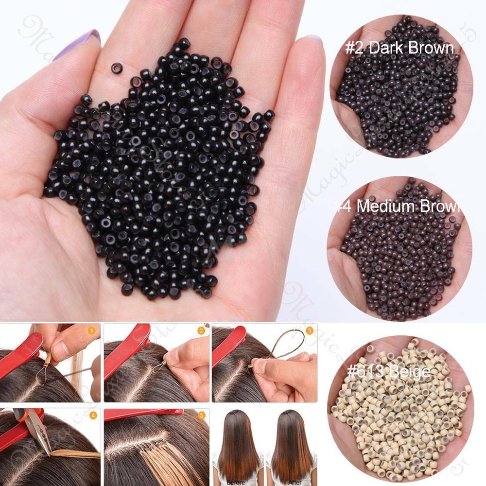 Invislble NANO RING BEADS For Nano Tip Hair Extensions Mini Beans 200-1000Pcs 8A