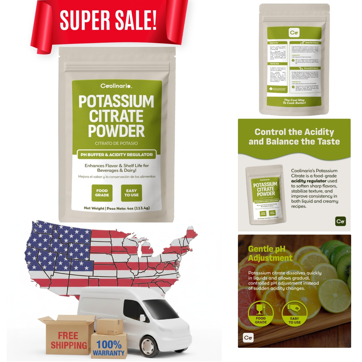 4 Oz Potassium Citrate Powder – Enhance Flavor & Shelf Life in Dairy & Drinks