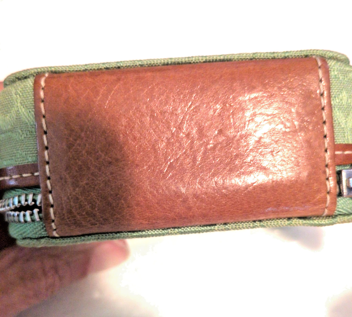 Coach Mini Pill Box Travel Case Lipstick Mirror Signature Green C Canvas Vintage