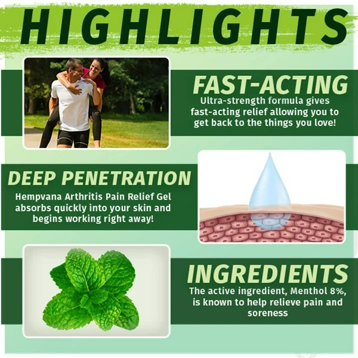 NEW Hempvana Arthritis Pain Relief Gel with Glucosamine