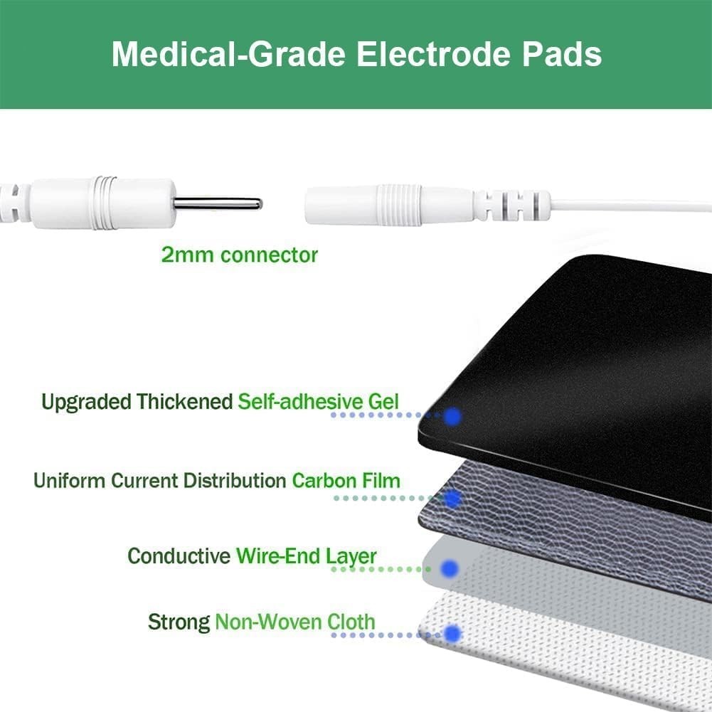 Reusable 2×4″ TENS Unit Electrode Pads – 24 Large Self-Stick Rectangular Electro