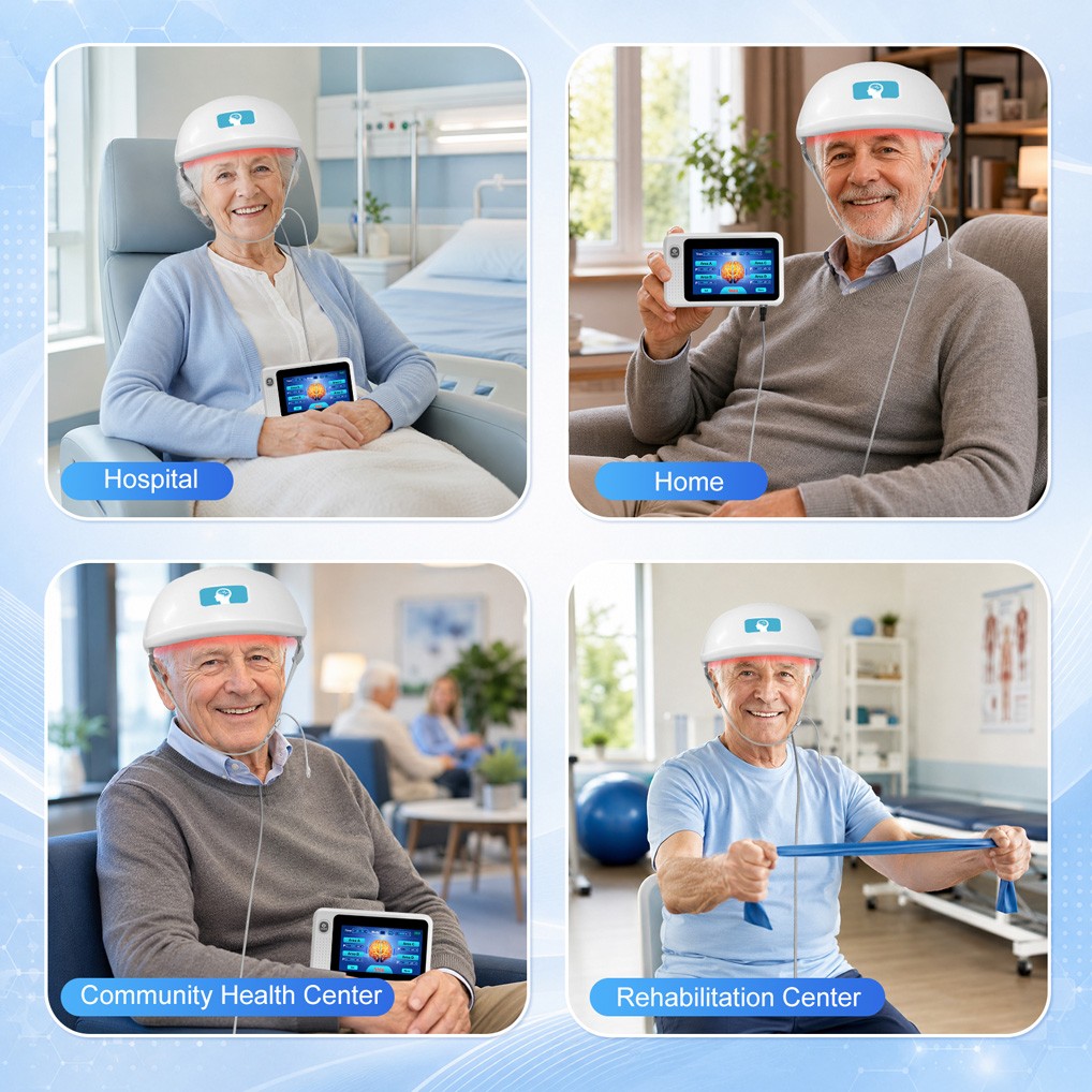 810nm Brain NIR Light Therapy Helmet for Autism Stroke Brain Injury Touch Screen