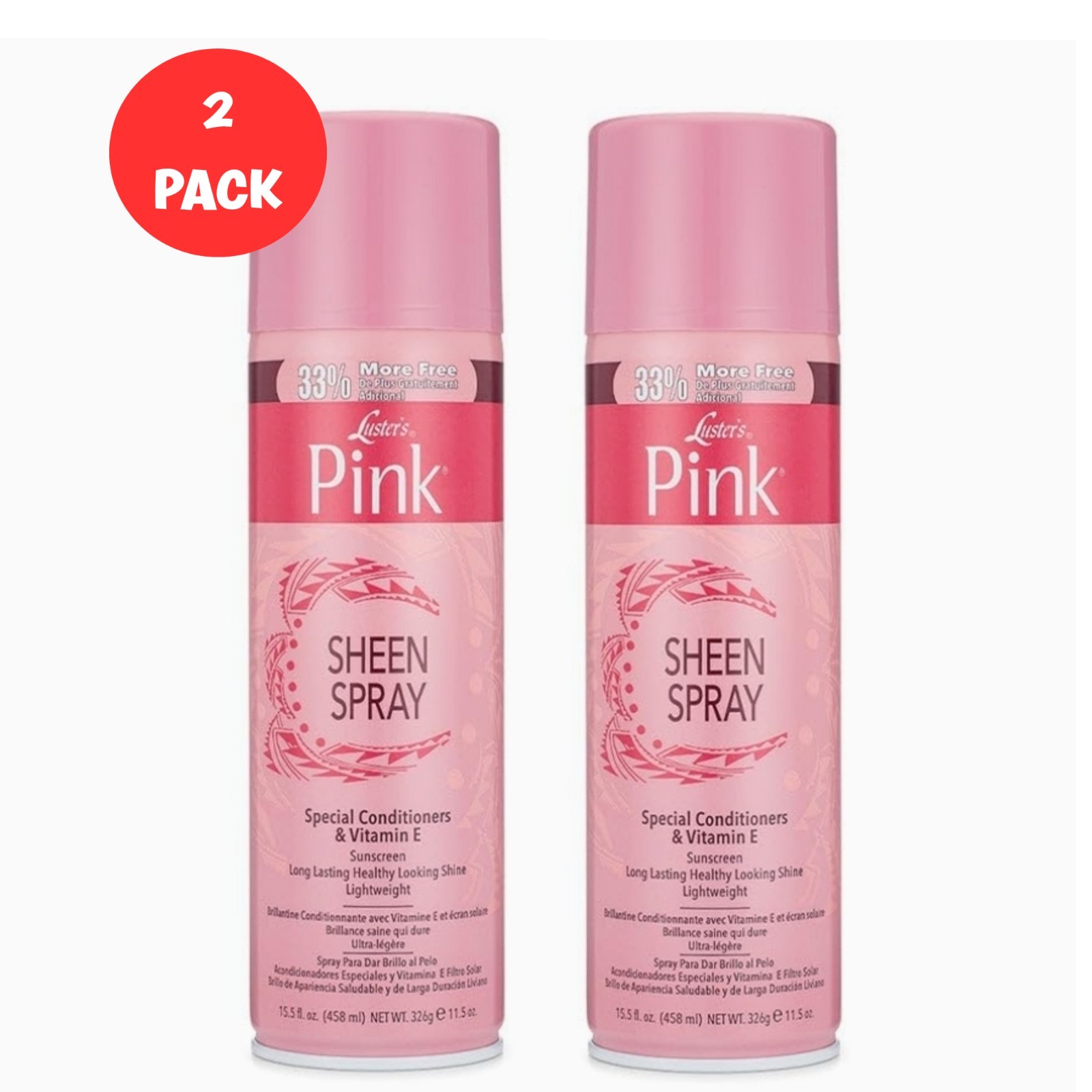 Luster’s Pink Sheen Spray 15.5 Oz Each Can With Vitamin E ( 2 Pack )