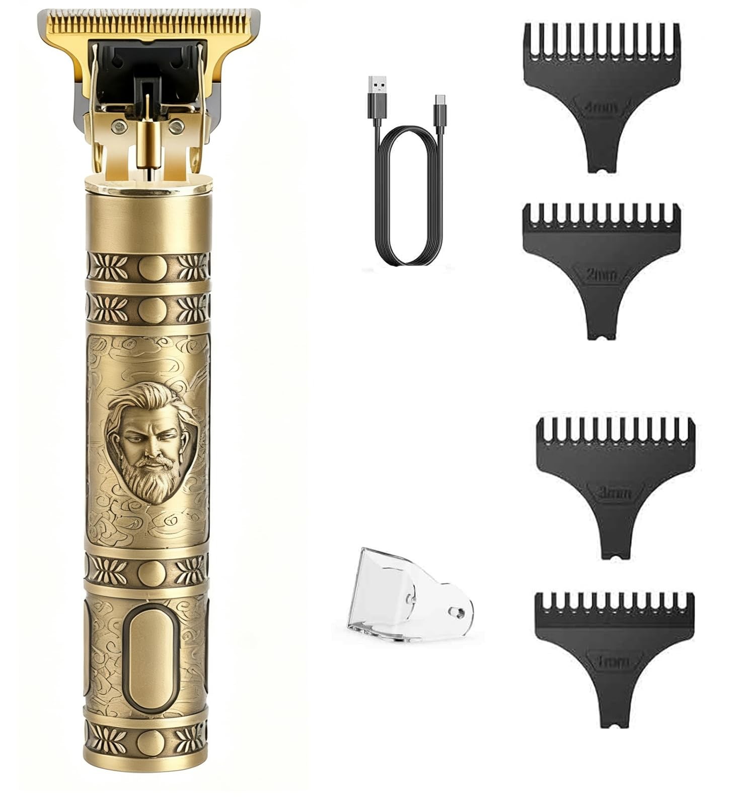 Ofmeow Beard Trimmer for Men Cordless Hair Clippers with LCD Display Gold