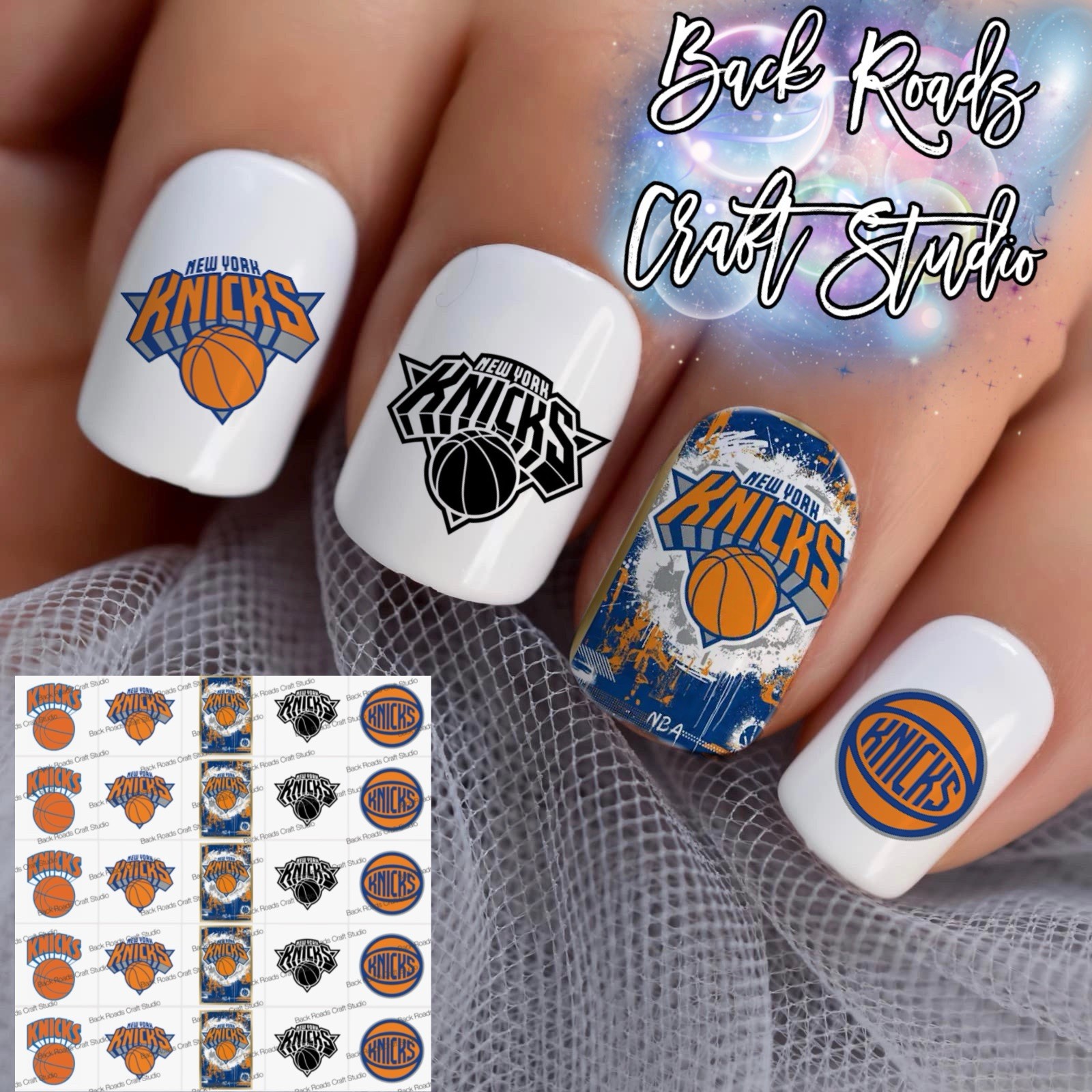 New York Knicks NBA Waterslide Nail Decals Set of 25 Instructions & Bonus