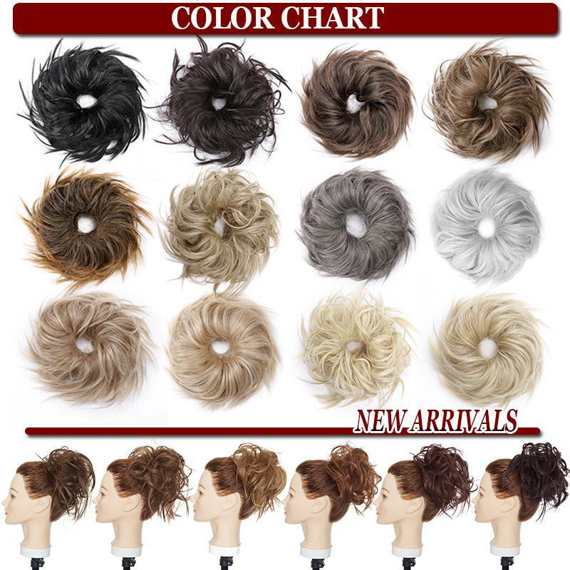 7″ Messy Bun Hair Piece Scrunchie Updo Real Thick Hair Extensions as Human Hair