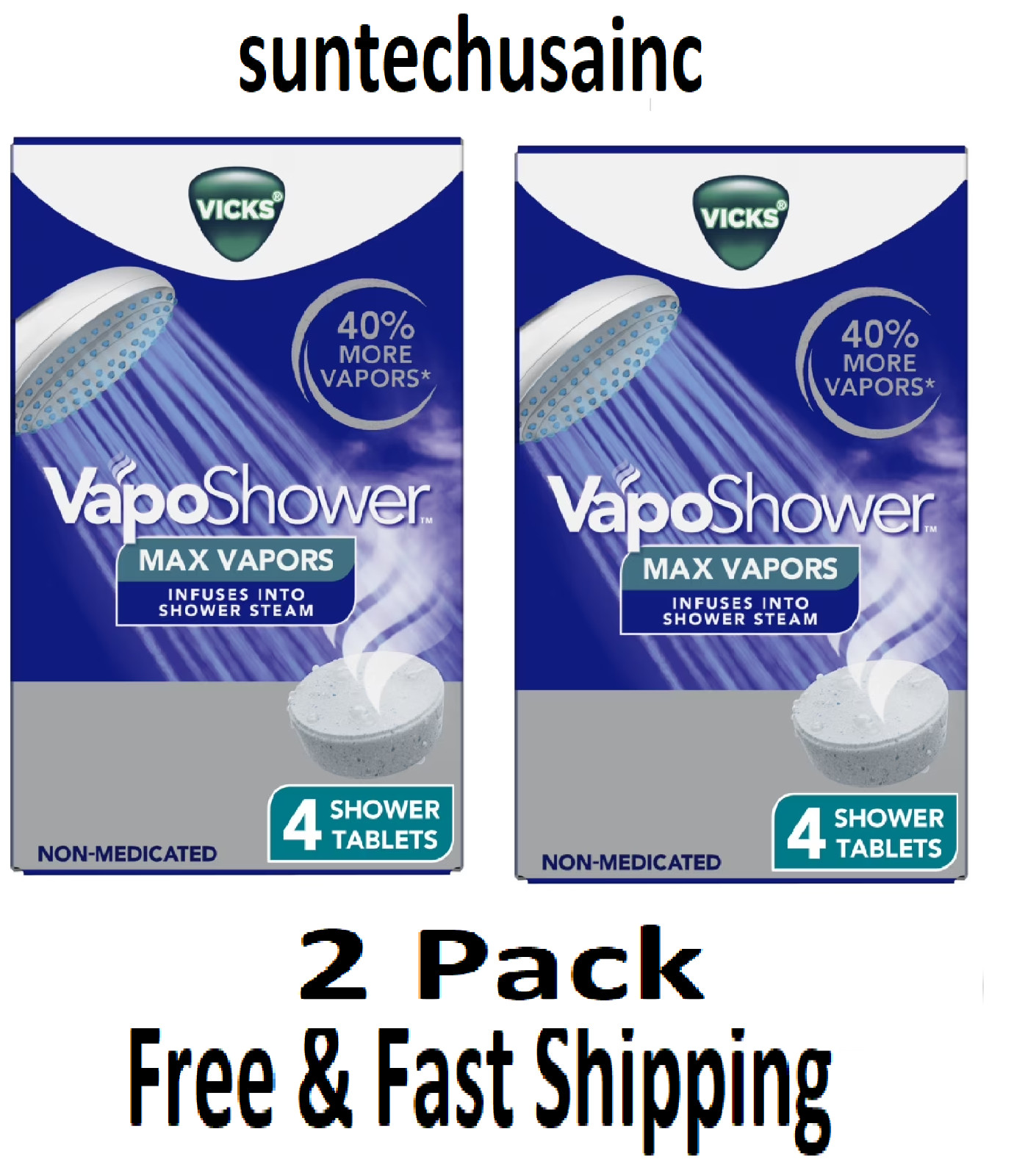Vicks VapoShower Max Eucalyptus Aromatherapy Shower Steamer Tablets, Menthol, 4