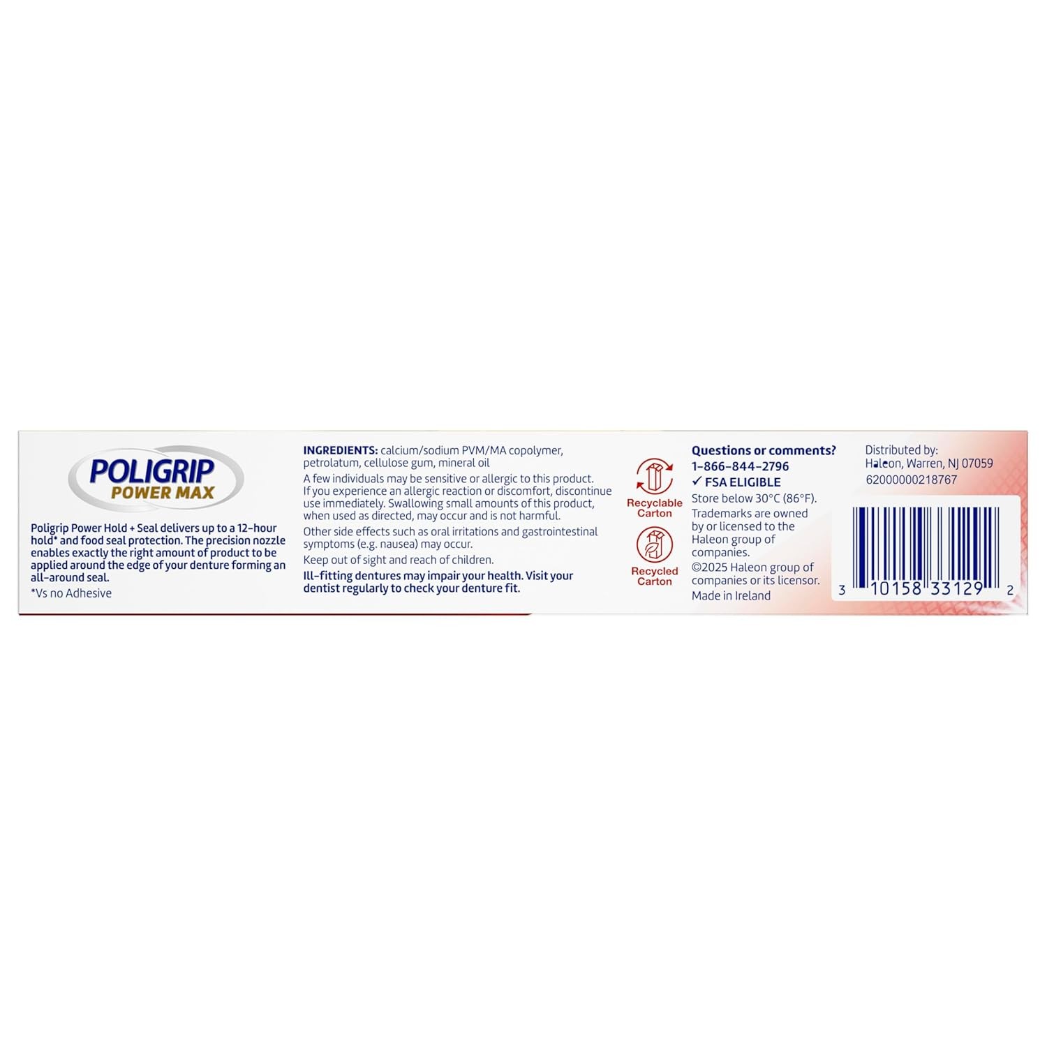 Poligrip Power Max Power Hold plus Seal Denture Adhesive Cream, Denture Cream fo
