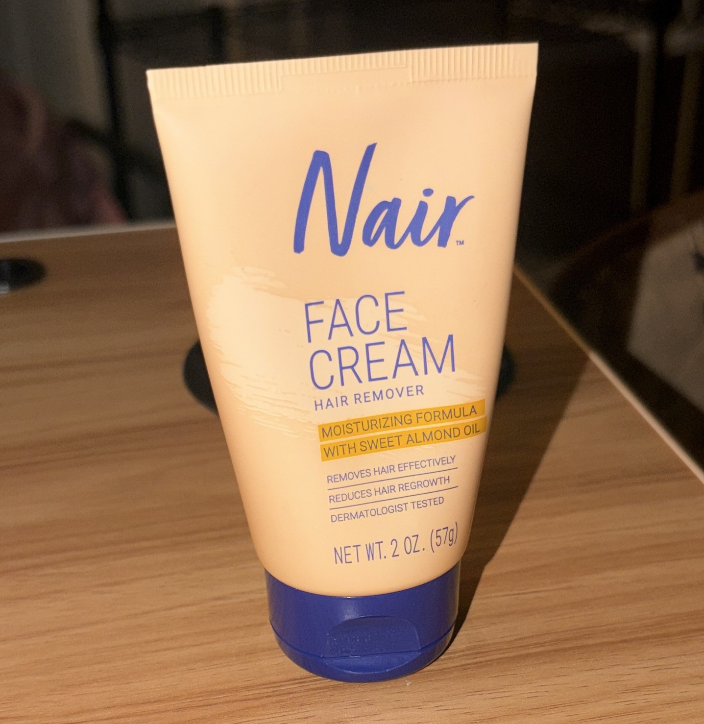 Nair Facial Hair Remover Cream, Moisturizing, Dermatologist Tested, 2 oz