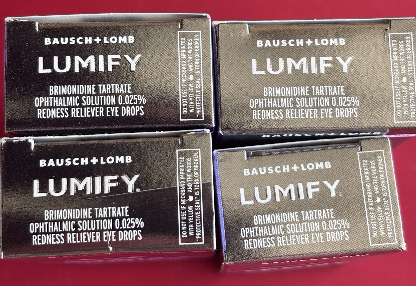 4-Pack 3 Lumify Redness Reliever Eye Drops 0.25 oz (7.5ml) (1) .08oz Exp 6/27+
