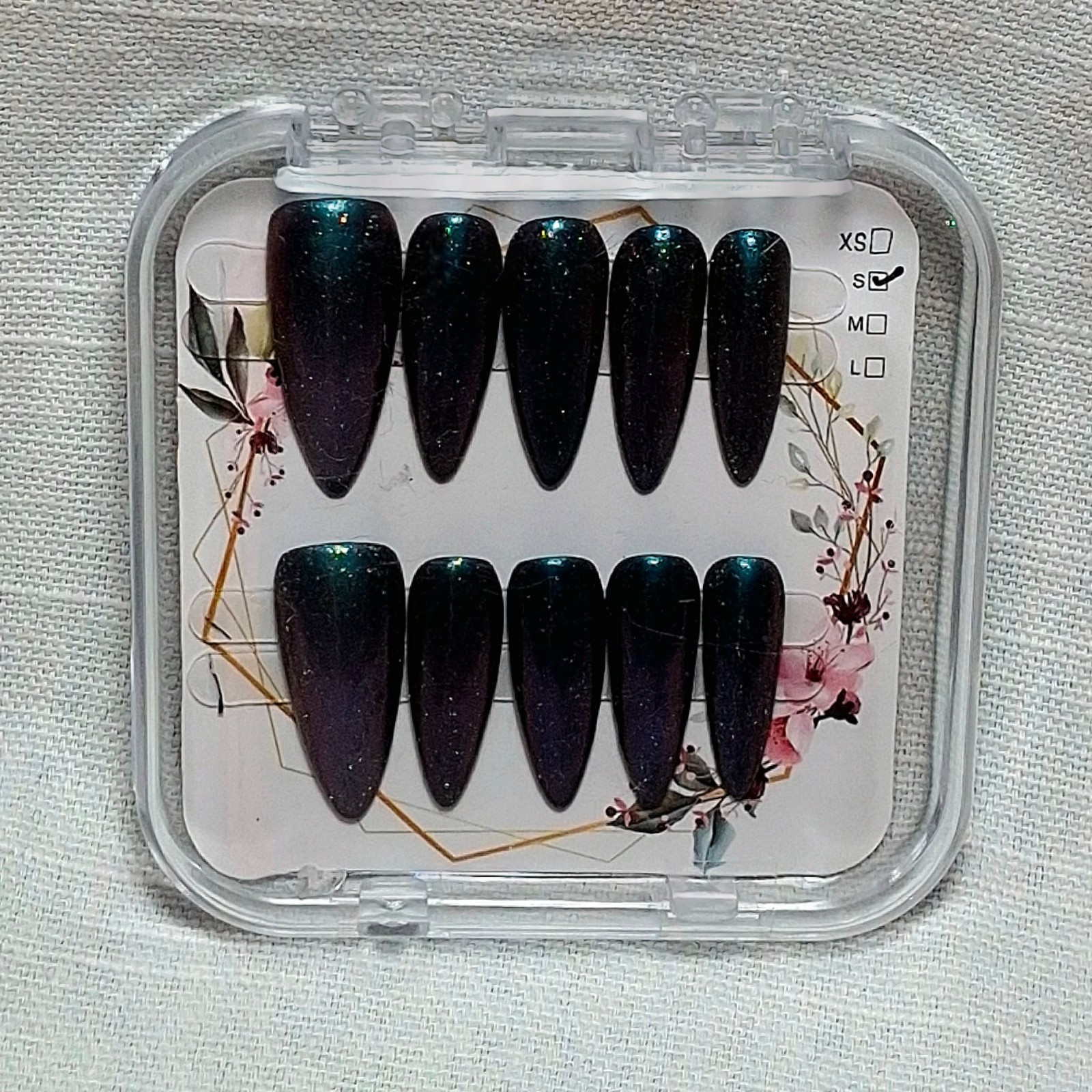 Midnight Aura | Premium Purple Chrome & Blue Glow Stiletto Nails (Large)