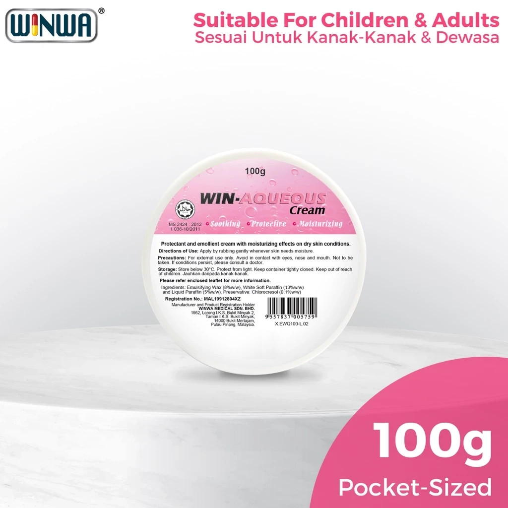 Win-Aqueous Moisturizing Cream 100g / 500g Dry Sensitive Eczema Skin Relief