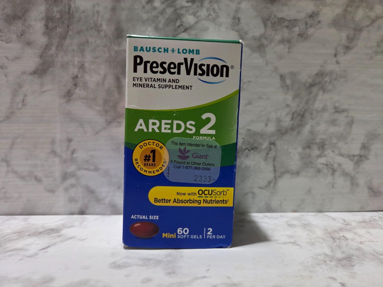 Bausch + Lomb PreserVision Areds 2 Eye Vitamin 60 Mini Soft Gels 7/2027