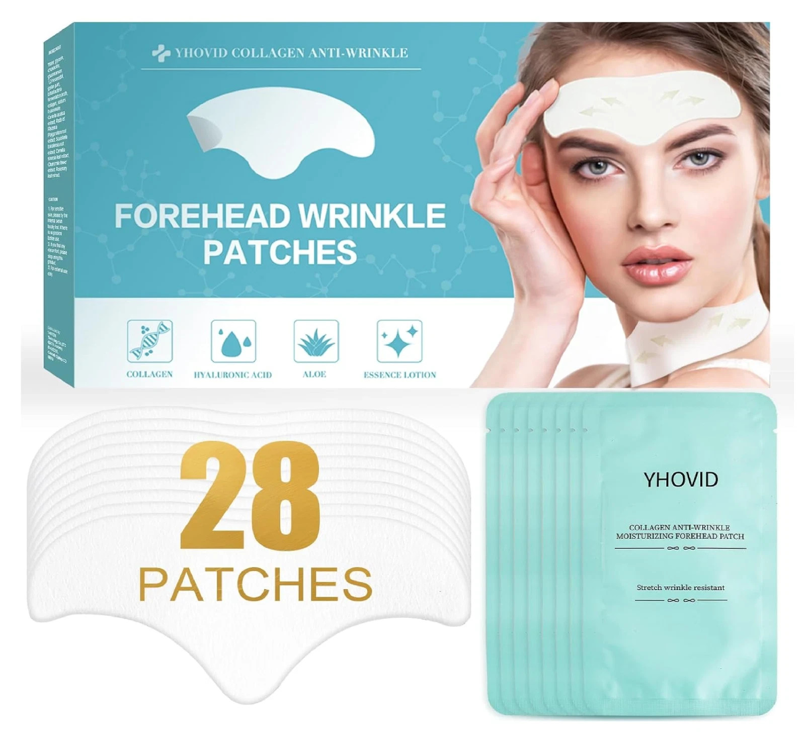 28 Pcs Forehead Wrinkle Patches – anti Wrinkle Facial Patches with Collagen and