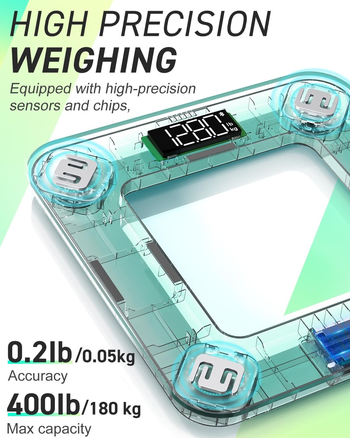 Comprehensive Smart Scale for Body Weight – 0.1lb Accuracy, Sync with App, Black