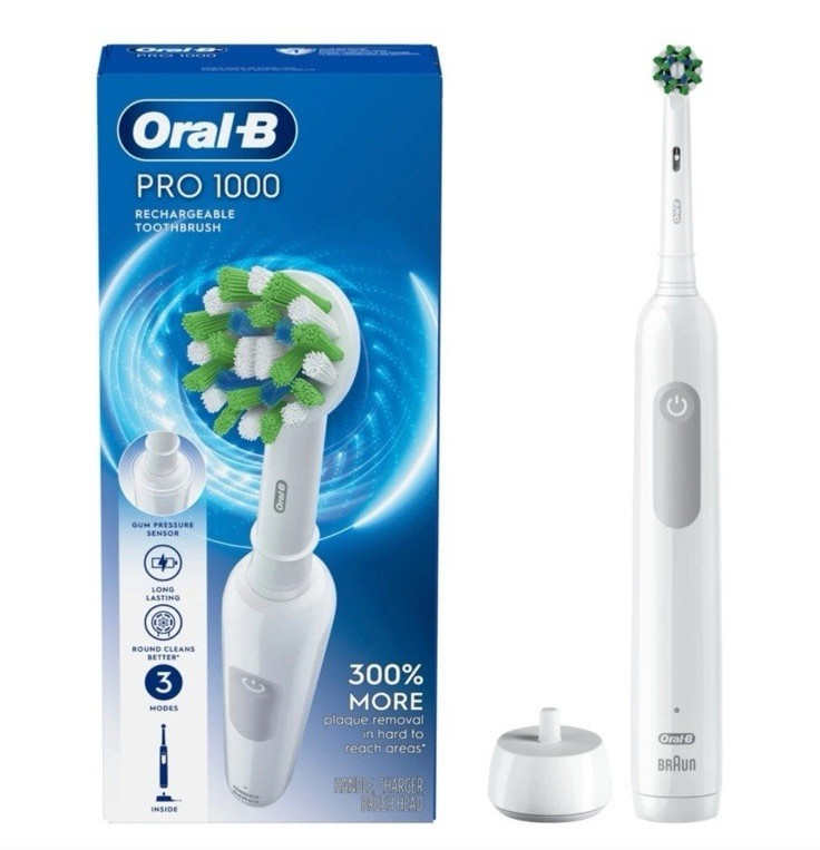 NEW!! Oral-B Pro 1000 Electric Rechargeable Toothbrush 300% More Plaque Removal!