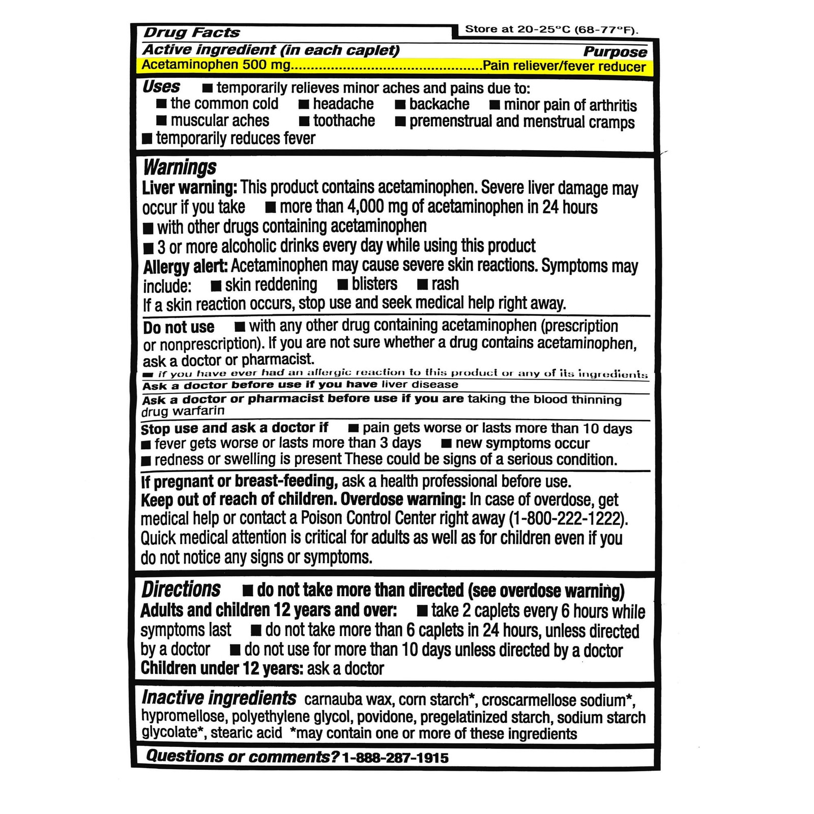Equate Extra Strength Pain Reliever Acetaminophen Caplets 500mg 200 Count