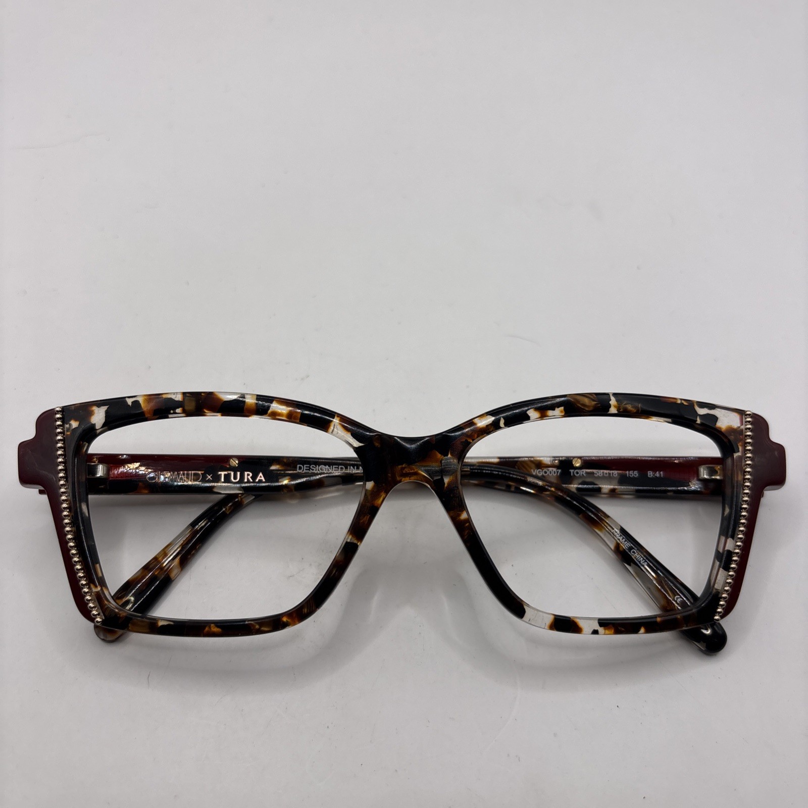 GLEMAUD X TURA VGO007 TOR Women’s Square Tortoise Ruby Eyeglass Frames 58-18-155