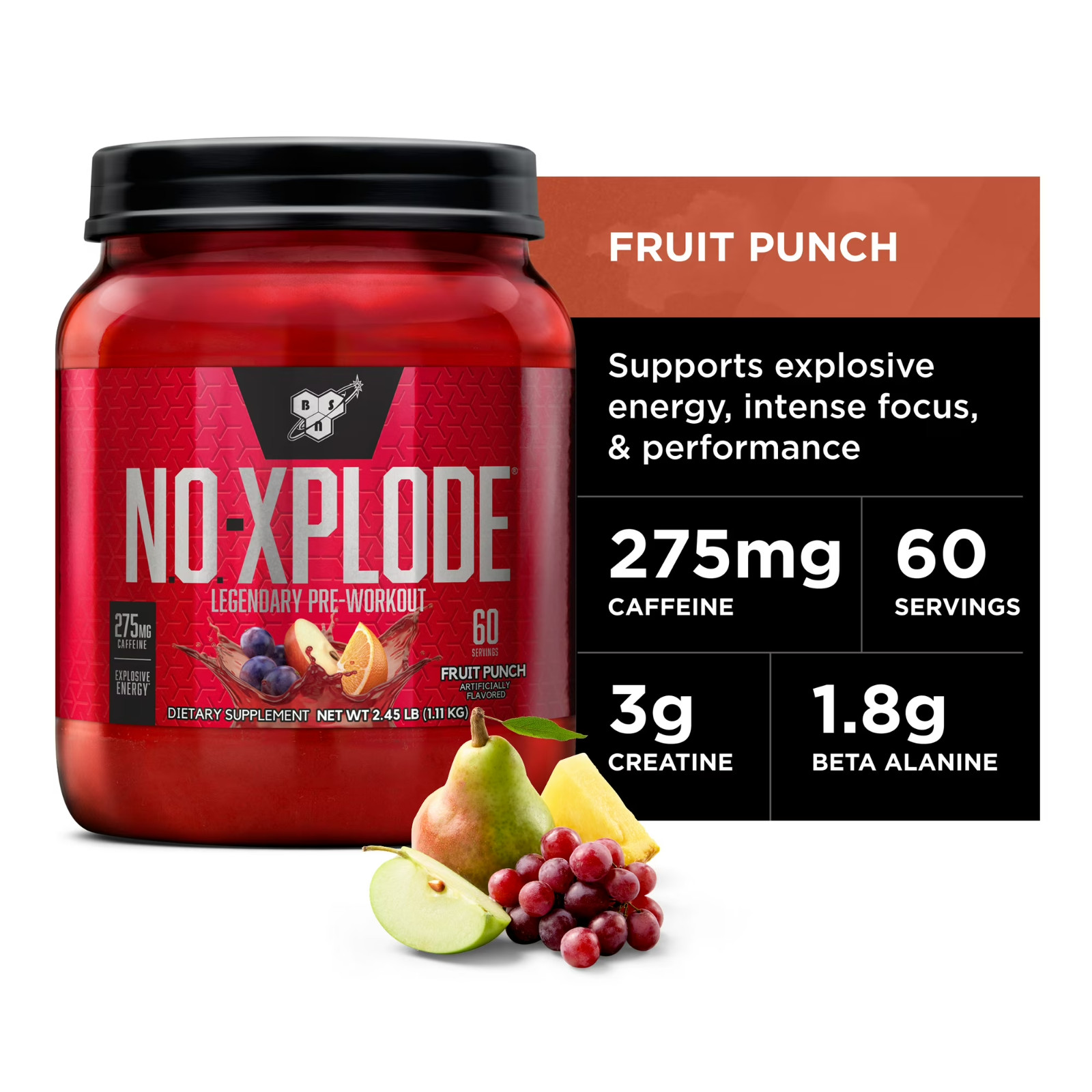 BSN N.O. Xplode Pre Workout Powder Watermelon 60 Servings Energy Performance