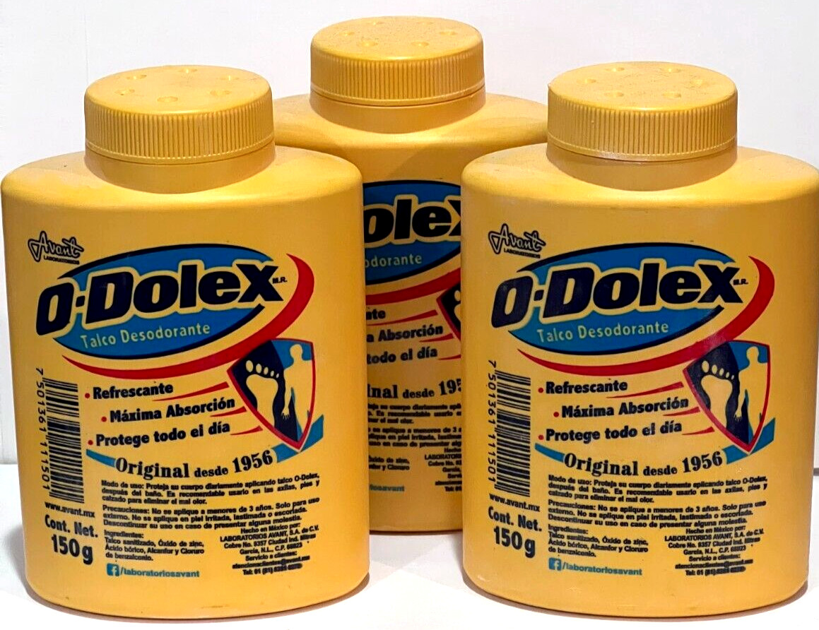 O-DOLEX AVANT Yellow Deodorant Talcum Powder 150 gr Feet & Body 3 Talcum