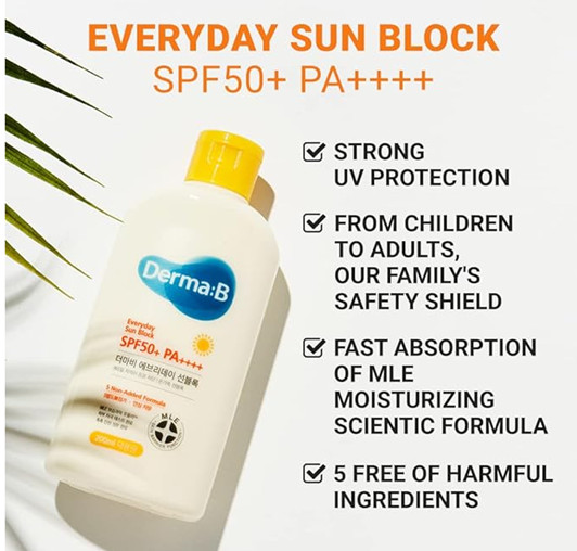 Derma B Everyday Sun Block SPF50+ PA++++ 6.7 fl oz (200ml) -K-Beauty