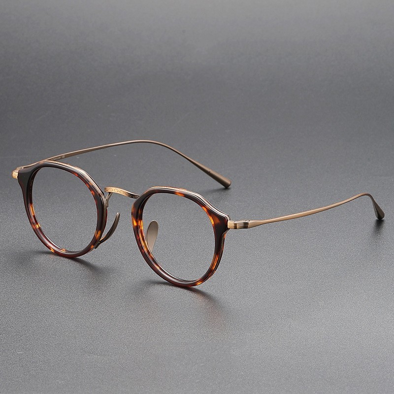Irregular Retro Two-Tone Pure Titanium Glasses 146mm Large Fit 10g Ultra-Light