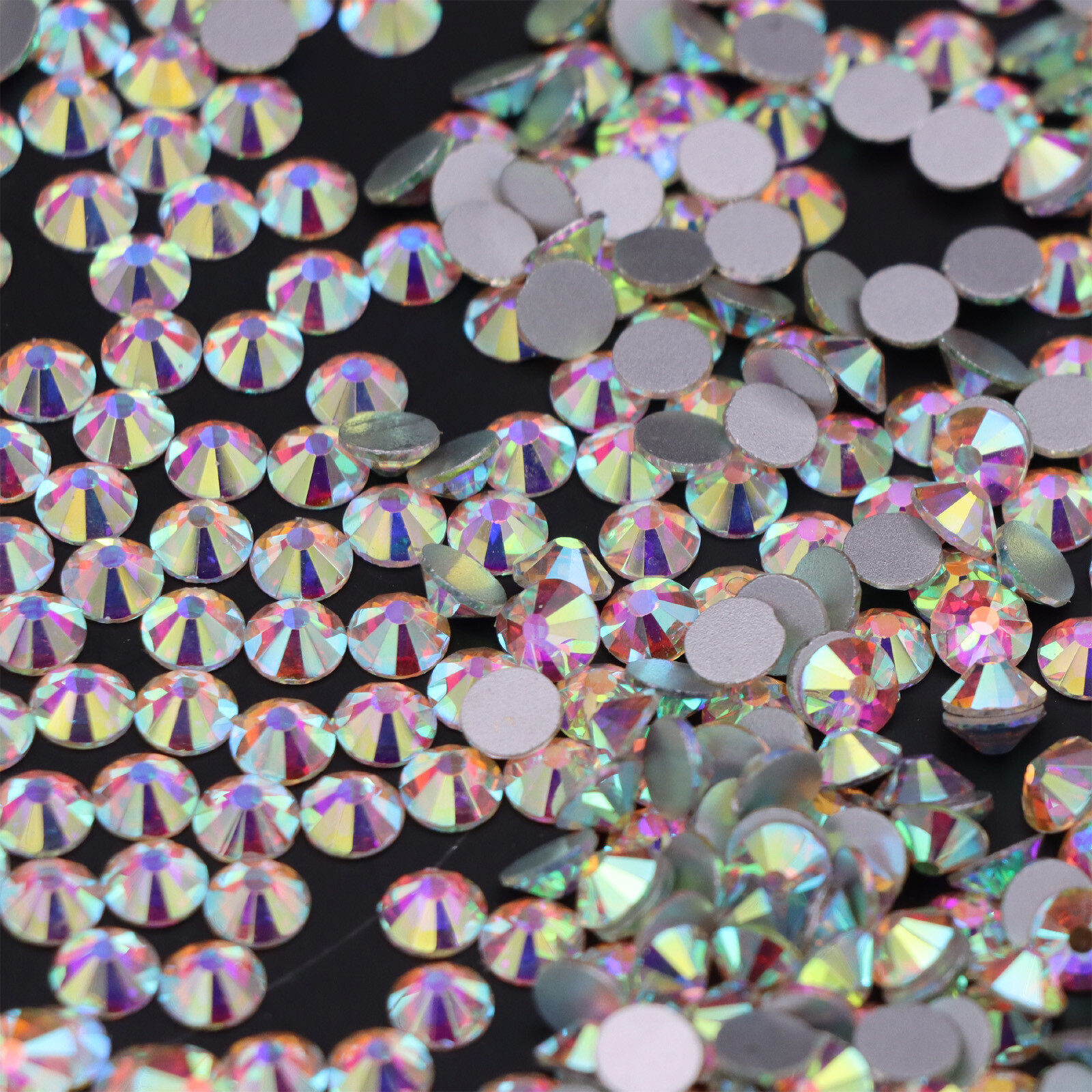 SS3-SS50 Glitter Crystal AB Nail Art Rhinestones Non Hot Fix FlatBack Stones