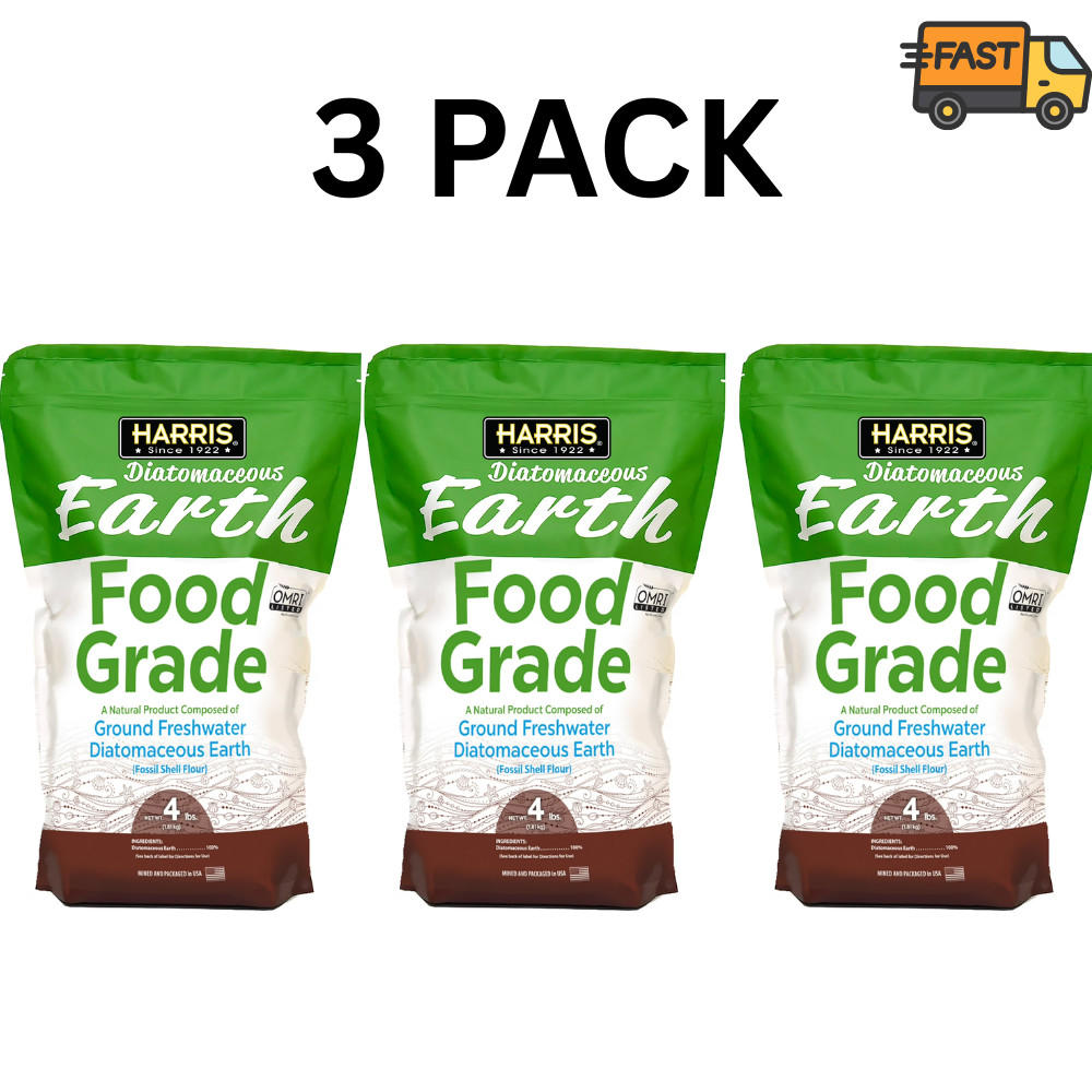 Harris Food Grade Diatomaceous Earth Powder 4 lb Bags Pack of 3