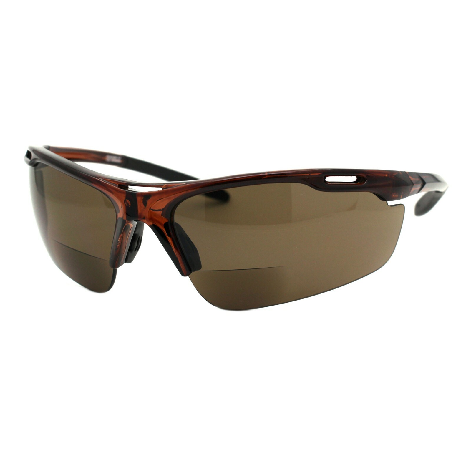 Bifocal Reading Sunglasses Mens Half Rim Wrap Around Sporty Reader UV 400
