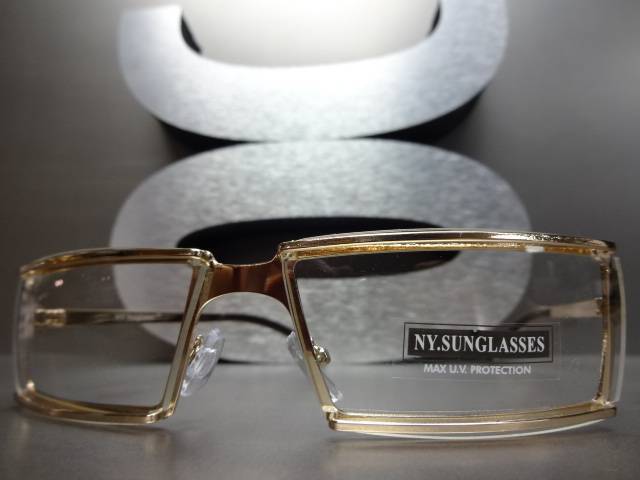 Men’s UNIQUE CONTEMPORARY MODERN Style Clear Lens EYE GLASSES Gold Metal Frame